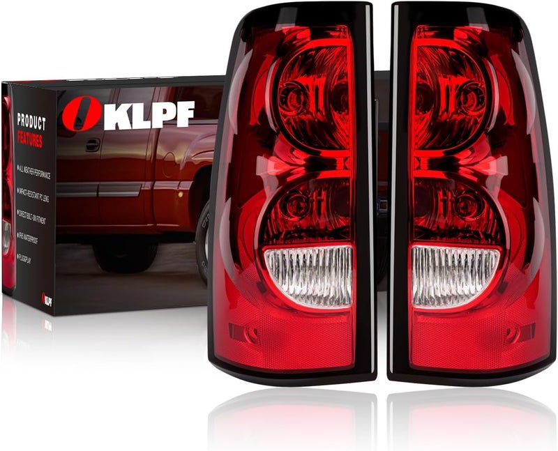 OKLPF Rear Brake Tail Light Compatible With 2003 2004 2005 2006 Chevy Silverado 1500 1500HD 2500 2500HD 3500,Replace Red Taillight Assembly,Included Bulbs and Harness,Driver and Passenger Side - Image 1